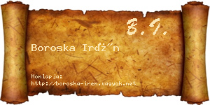 Boroska Irén névjegykártya